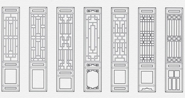 阿尔山常用中式仿古花窗图案隔断设计图